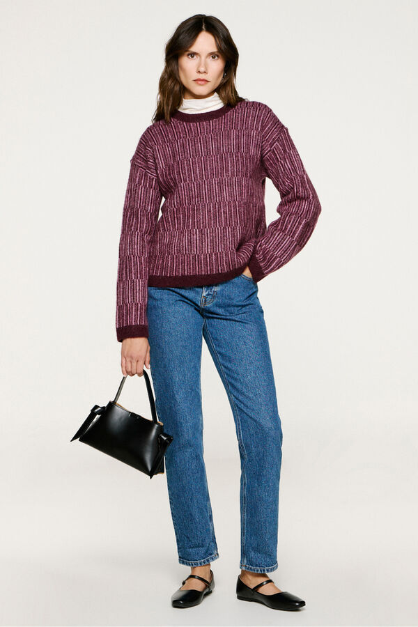 Selected Camisola de gola caixa de alpaca e lã Roxo