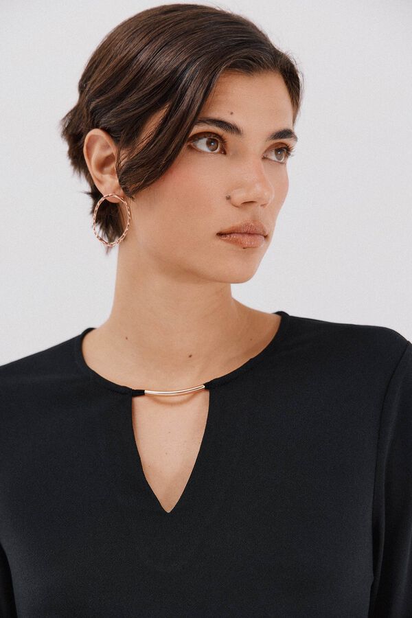 Cortefiel Gold piece top with neckline Black