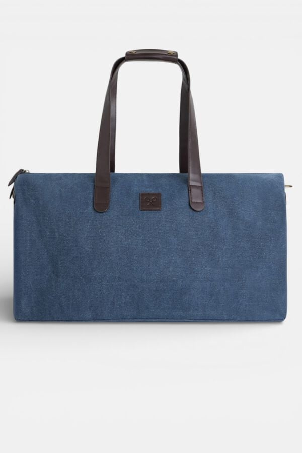 Silbon Travel leather detail bag Navy