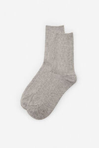 Cortefiel Fine textured Better Cotton long socks Grey