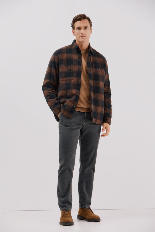 Cortefiel Quilted overshirt Brown