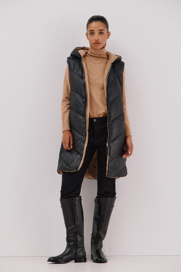 Cortefiel Long reversible gilet Black