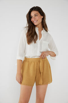 Cortefiel Bermuda shorts with lace Beige