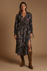 Polín Et Moi Vestido estampado Flor Giorgia Preto