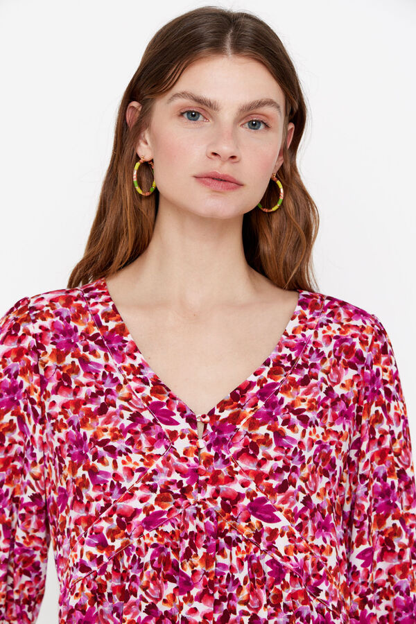 Cortefiel Printed V-neck blouse Multicolour