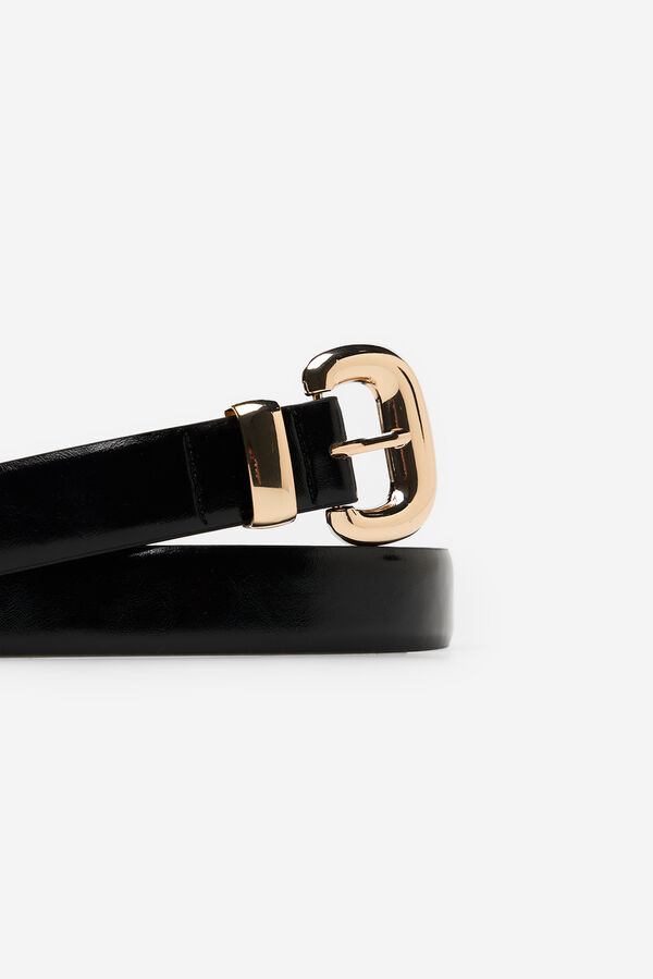 Cortefiel Puffy buckle belt Black
