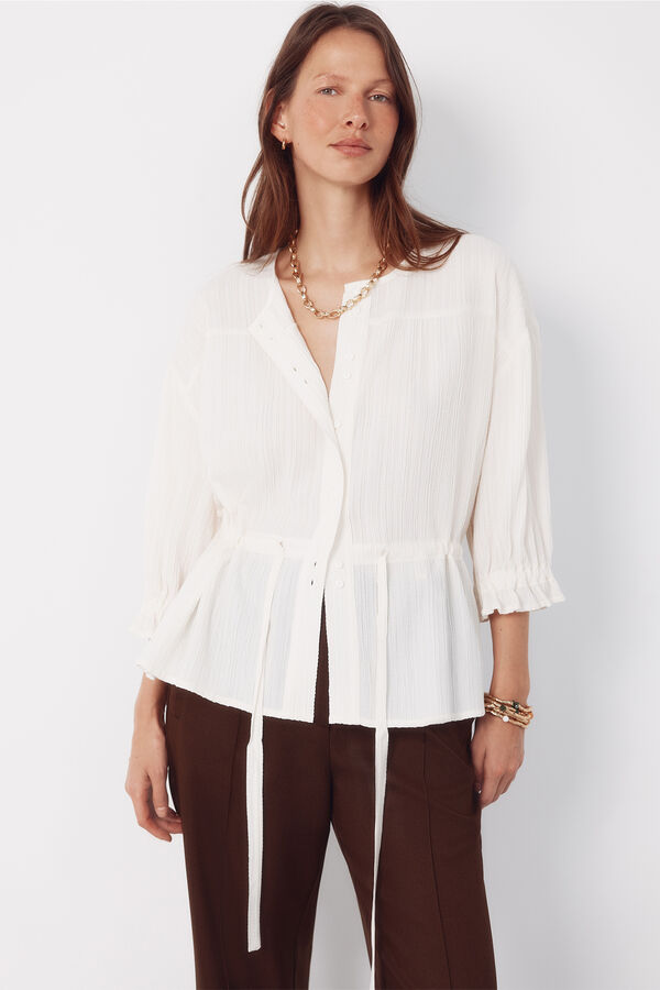 Cortefiel Drawstring blouse Ivory