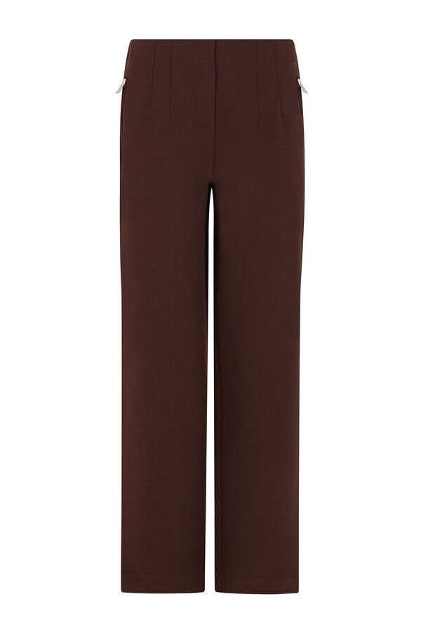 Cortefiel Zippered pants Dark brown