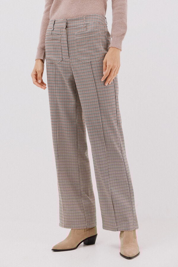 Cortefiel Harris plaid pants Printed red