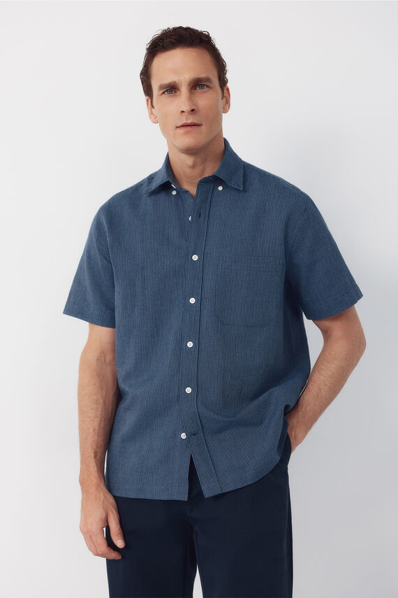 Camisa manga corta tejido de lino
