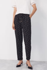 Cortefiel Flowy textured trousers Printed white