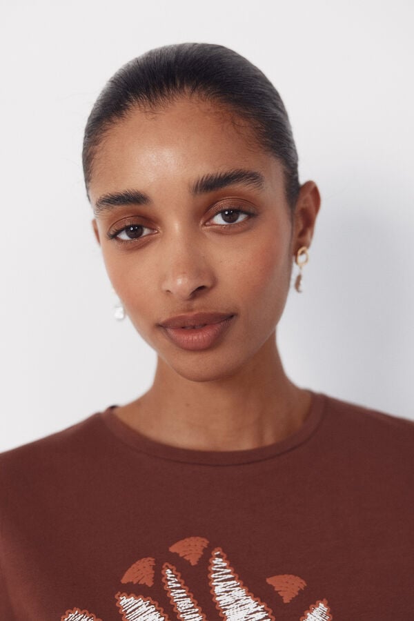 Cortefiel Printed t-shirt Brown