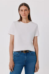 Cortefiel Gold button basic T-shirt White