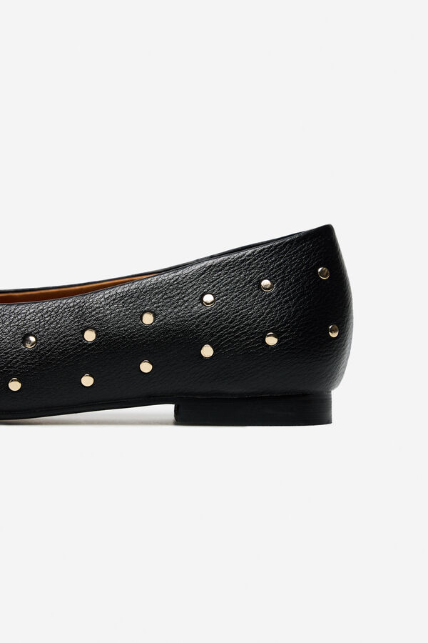 Cortefiel Studded ballet flats Black