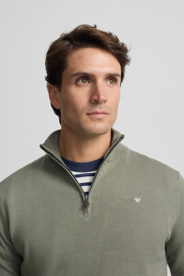 Silbon Camisola lisa meio fecho-&eacute;clair Verde