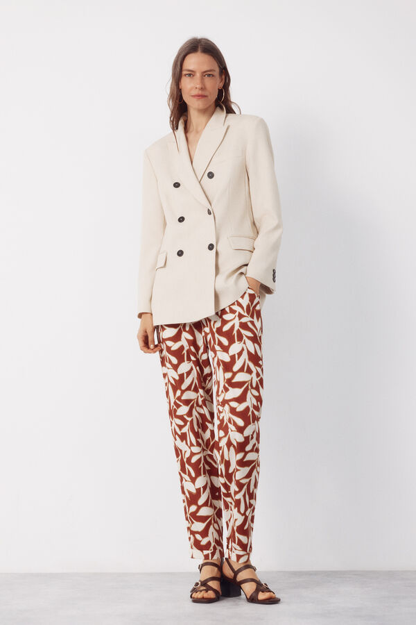 Cortefiel Pantal&oacute;n flu&iacute;do con textura Estampado marr&oacute;n