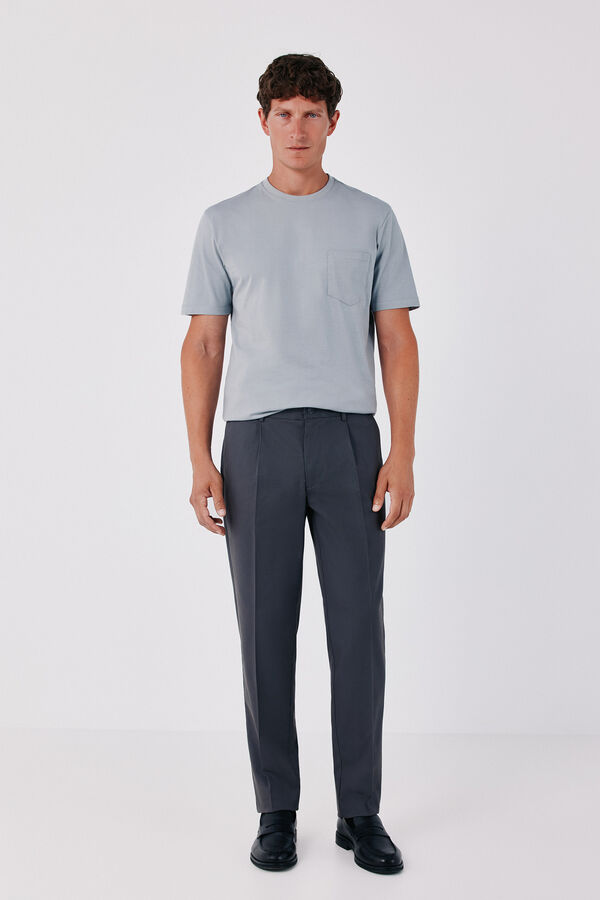 Cortefiel Chinos with comfort pleats regular Dark grey