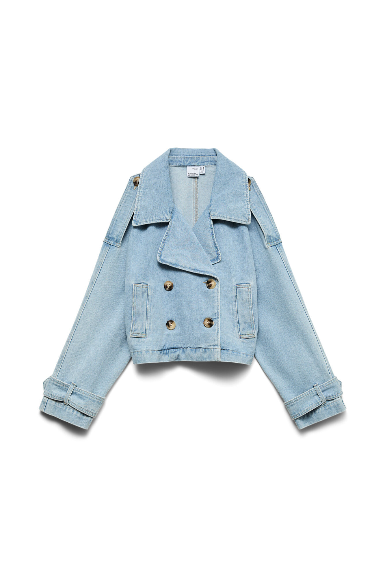 Vero Moda Blus&atilde;o denim gola de aba