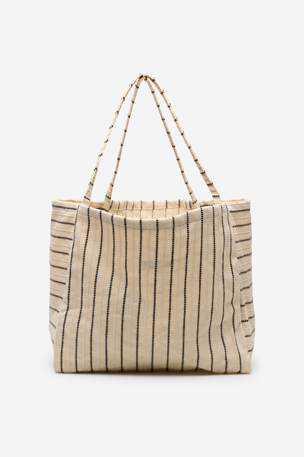 Cortefiel Striped bag  Printed white