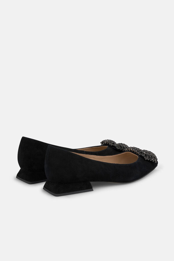 Alma en Pena Sapato baixo com enfeite circular Preto
