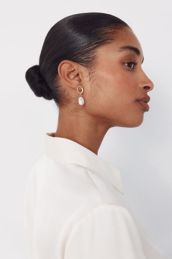 Cortefiel Satin-finish shirt Ivory