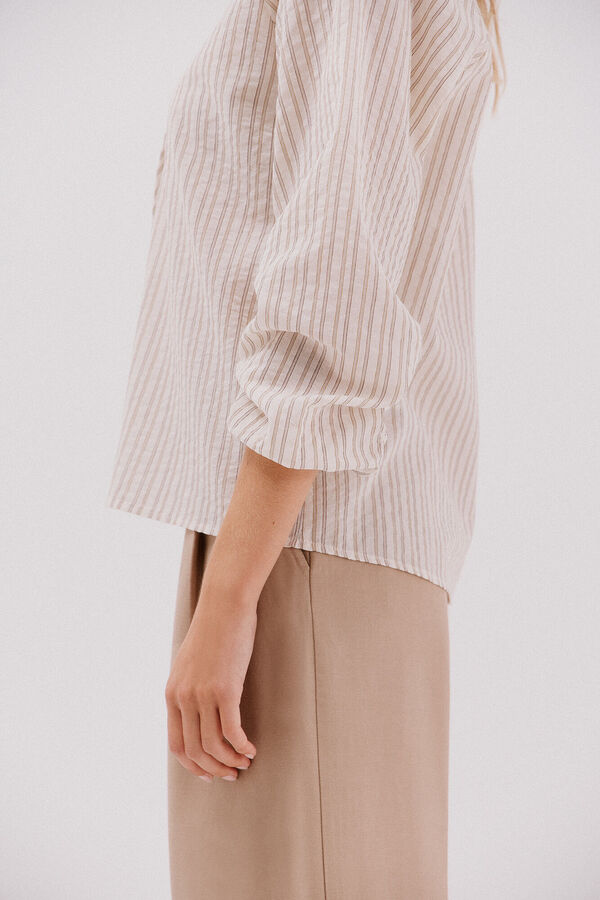 Cortefiel striped cord blouse Ivory