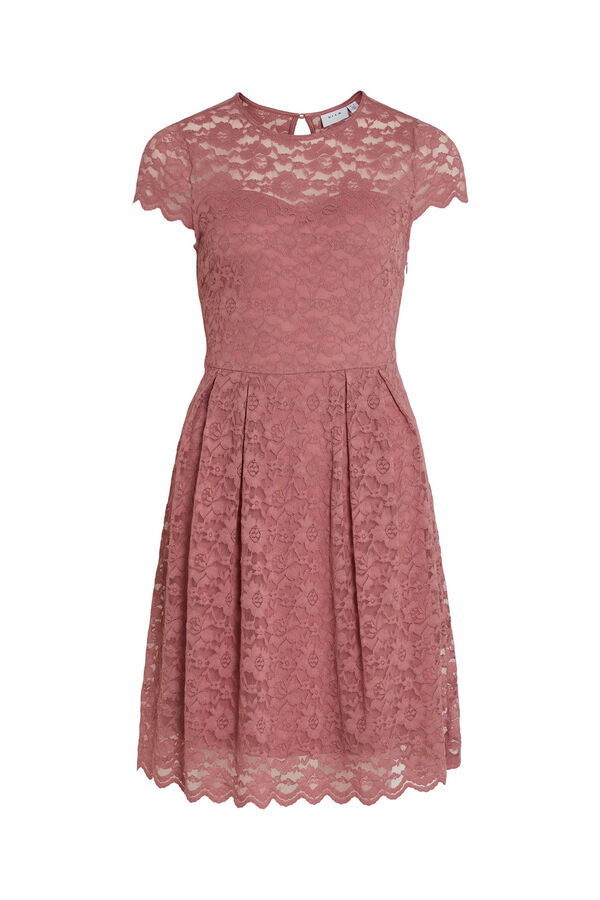 Cortefiel Short evening dress with lace Pink