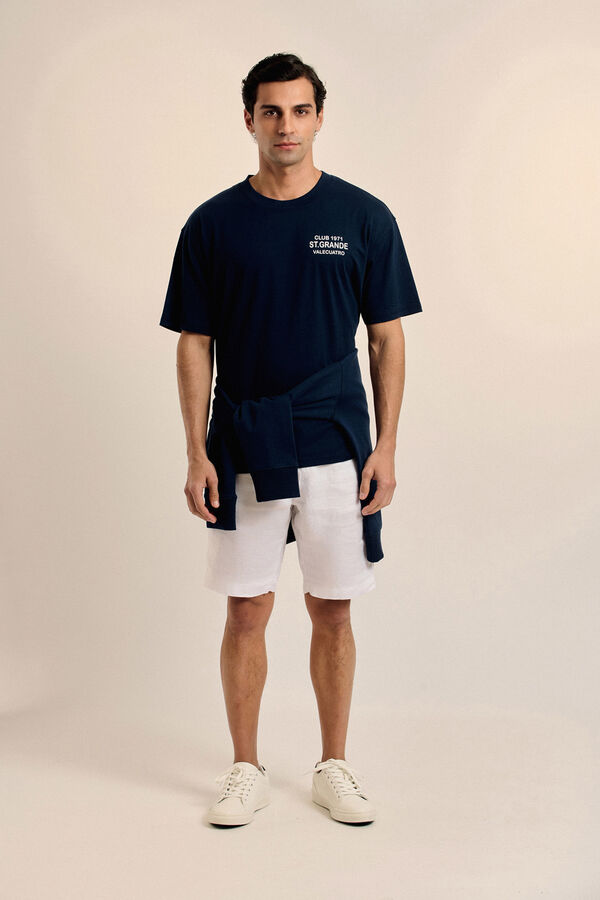 Valecuatro Camiseta texto oversize Azul marino