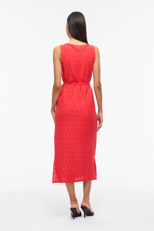 Vila Vestido midi con calados de algod&oacute;n Coral