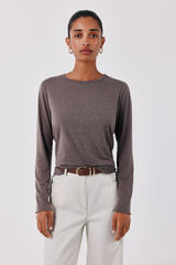 Cortefiel Long sleeve basic T-shirt Beige