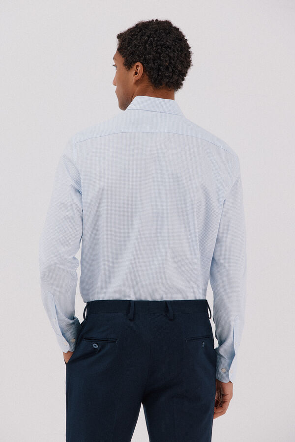 Cortefiel Camisa quadrados fácil de engomar Azul