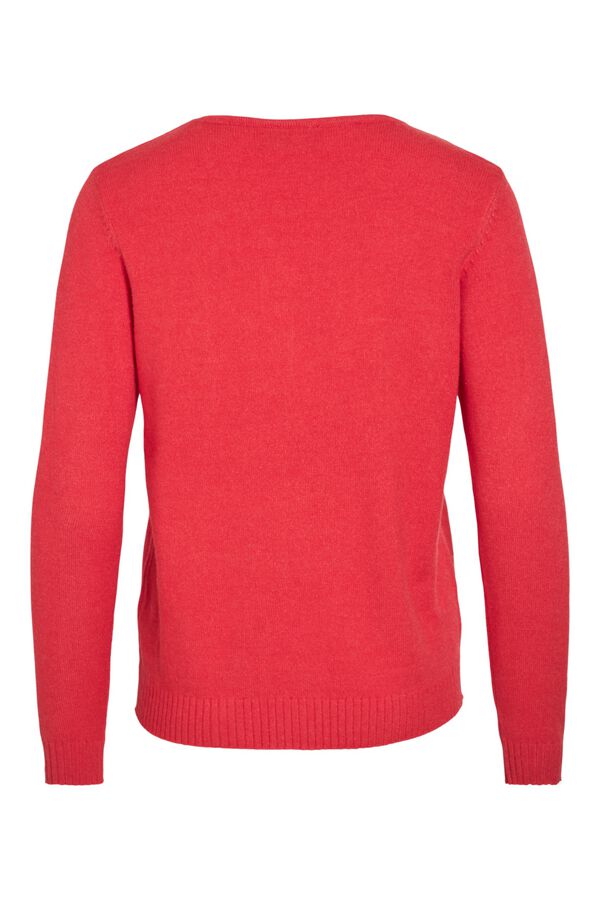 Vila Camisola de malha gola em V de viscose Vermelho