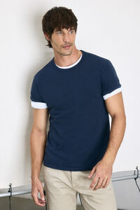 Cortefiel Essential T-shirt with embroidered OOTO plane Navy