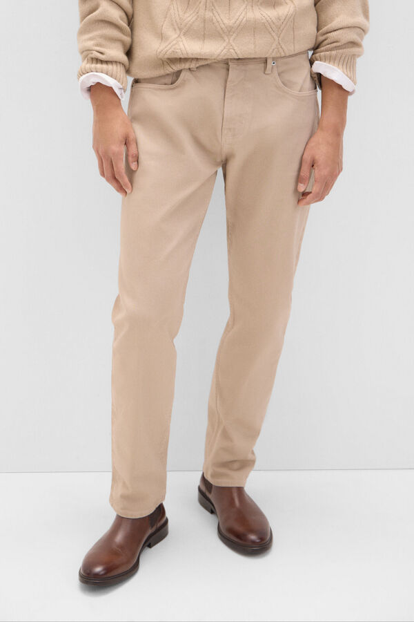 Cortefiel 5-pocket regular fit coloured trousers Beige