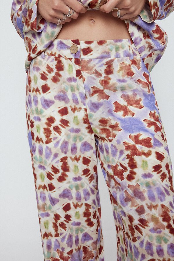 Cortefiel Printed wide-leg trousers Multicolour
