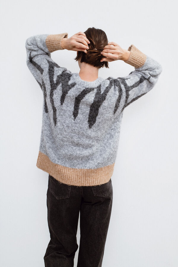 Object Multicoloured animal print sweater Grey