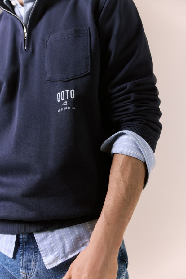 OOTO Sweatshirt com gola vespa Azul