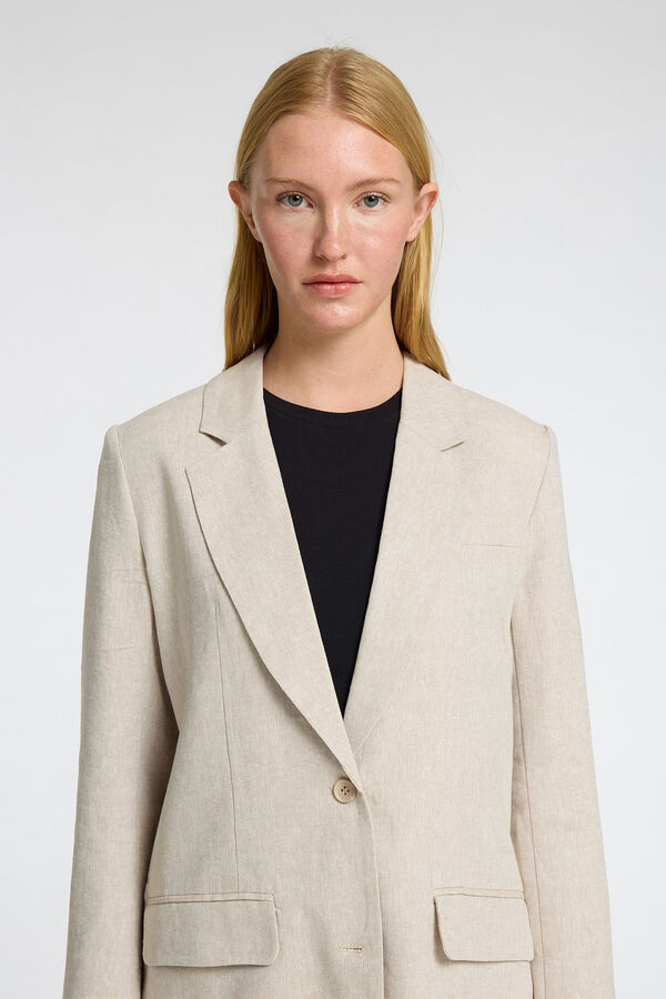 Selected Femme Blazer de linho com ajuste relaxado Castanho