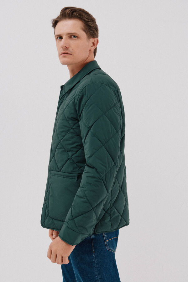 Cortefiel Quilted overshirt Dark green