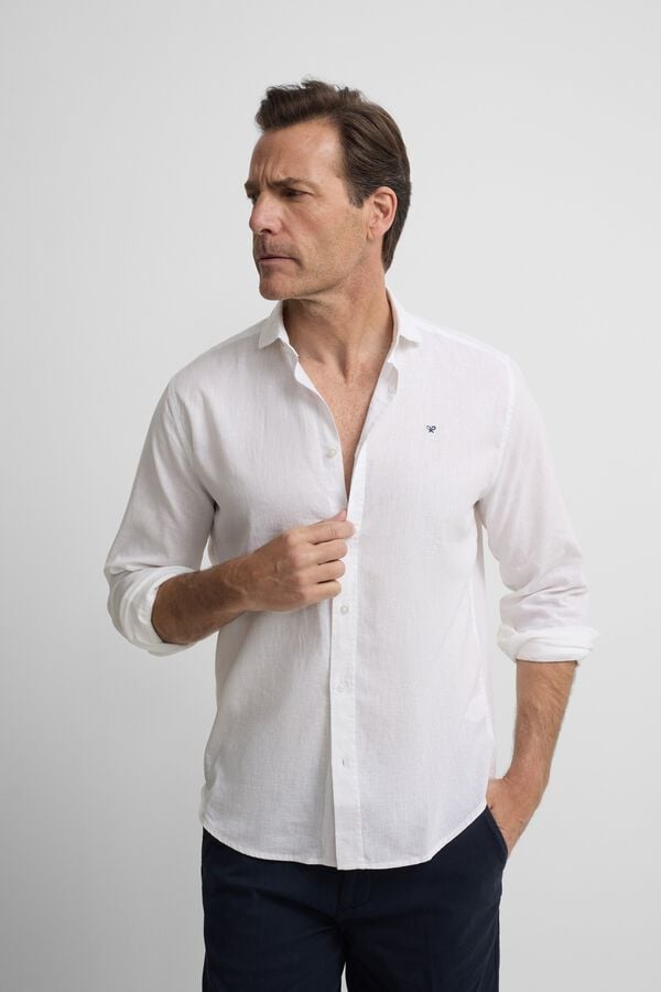 Silbon Camisa sport em linho Branco