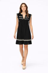Vila Short embroidered organic cotton dress Black
