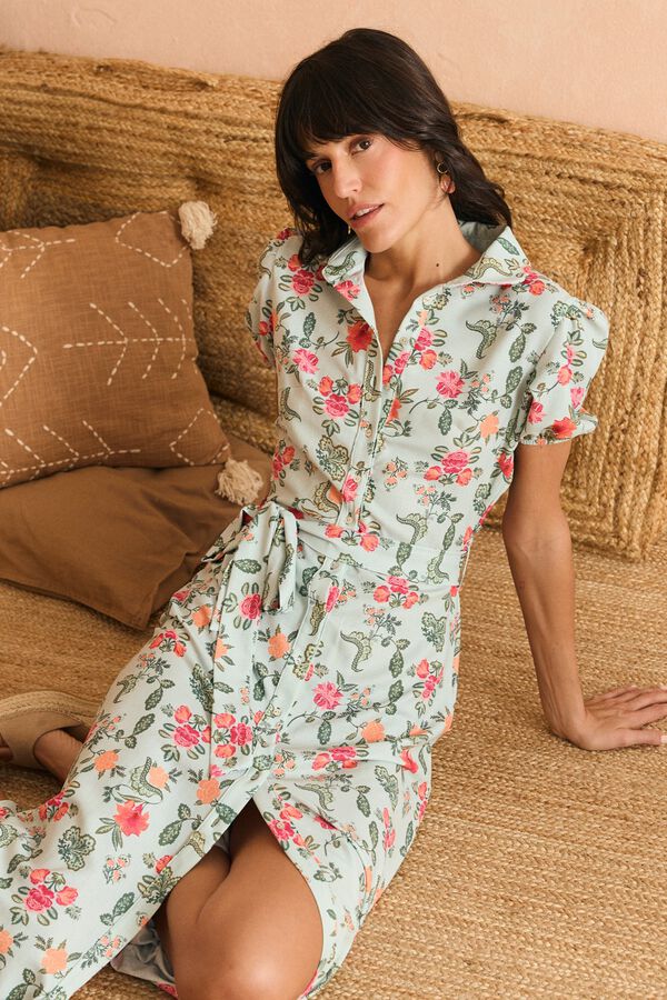 Pol&iacute;n Et Moi Vestido camiseiro Mila Azul