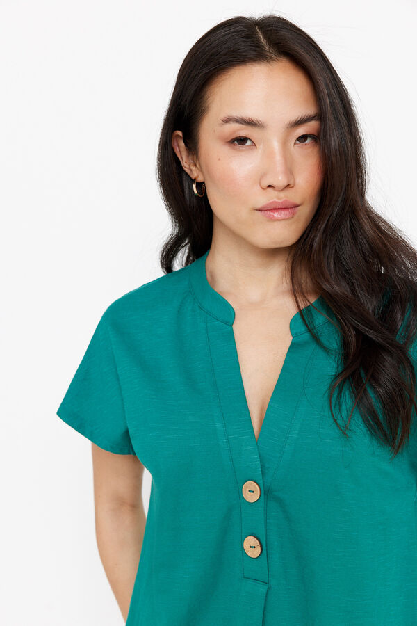 Cortefiel Blouse with dropped sleeves Green