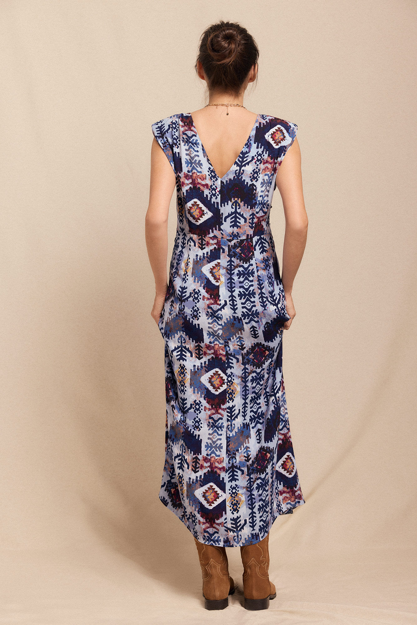 Slowlove Vestido estampado com ombreiras