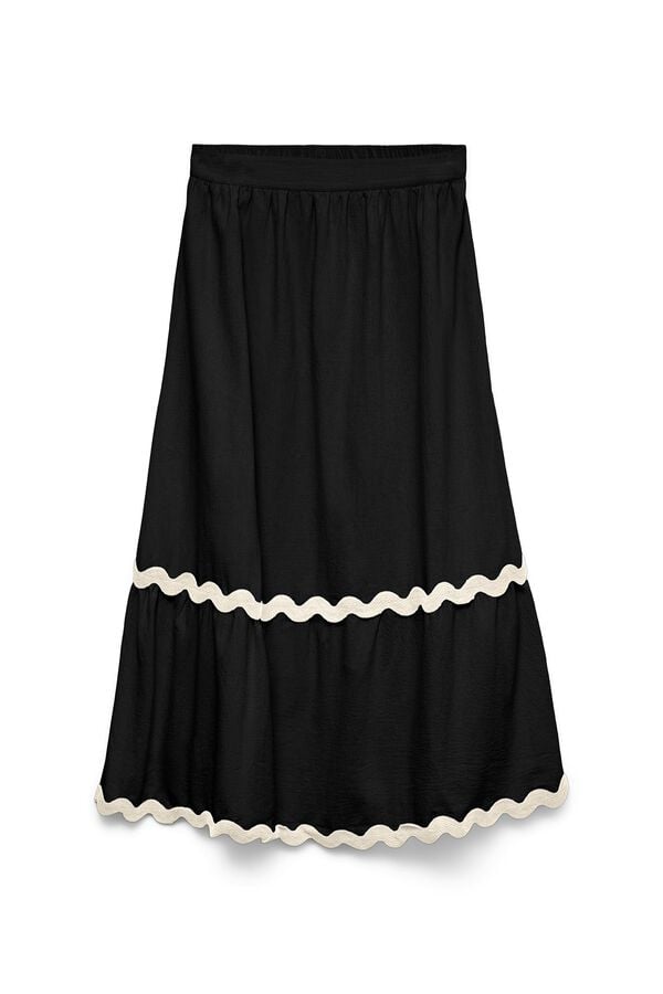 Vero Moda Embroidered detail long skirt Black