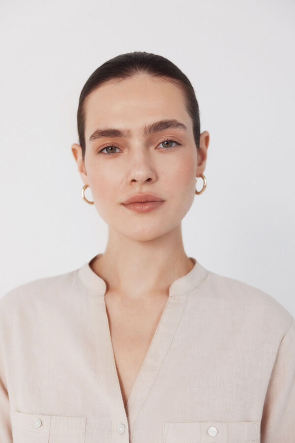 Cortefiel Camisa r&uacute;stica de manga comprida Castanho