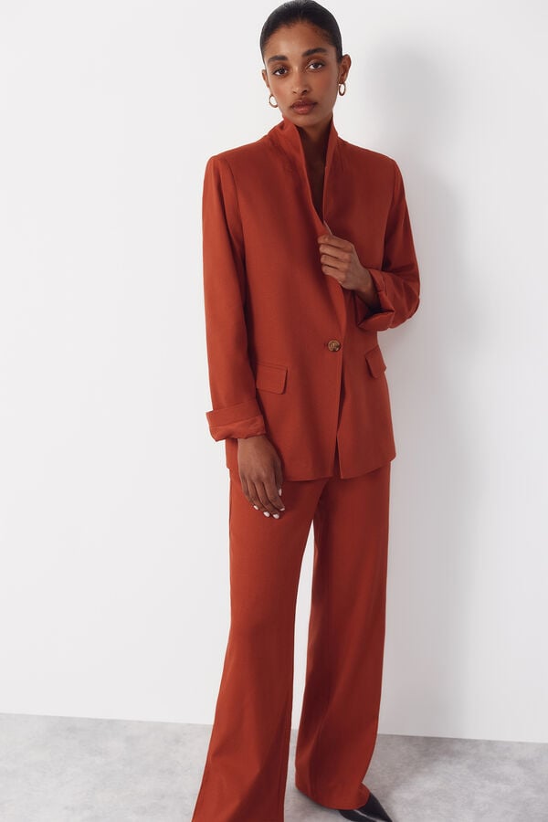 Cortefiel Blazer fabric with linen Orange