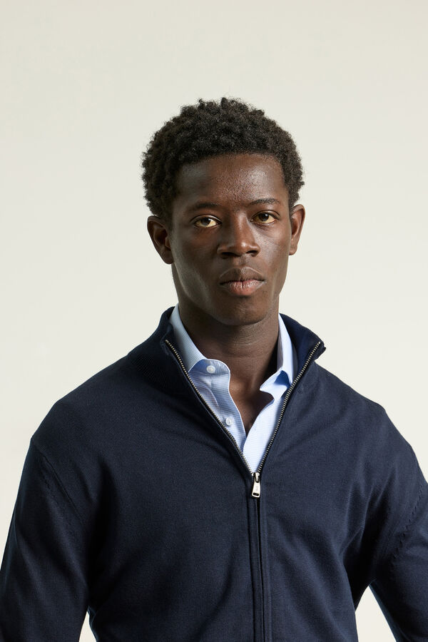 PuroEGO Chaqueta cremallera punto Azul marino