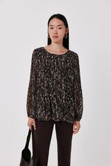 Cortefiel Pleated blouse Printed brown