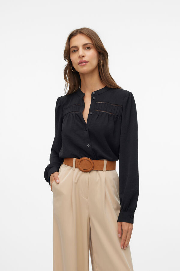 Vero Moda Camisa de manga comprida com aberturas  Preto
